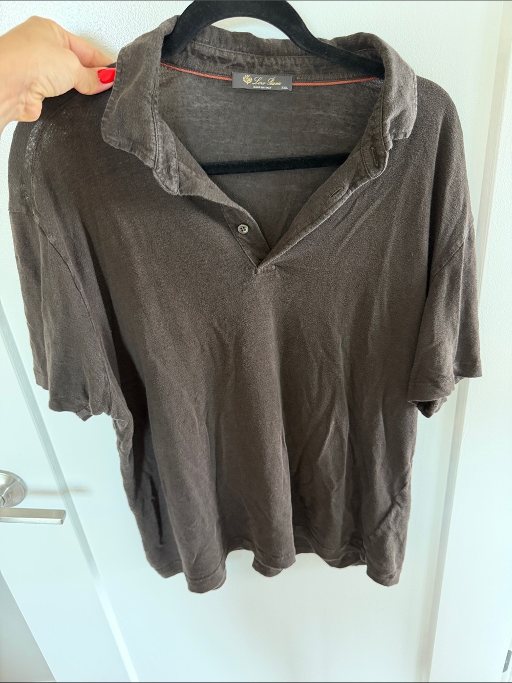 Loro Piana Brown Short-Sleeve Polo - Picture 2 of 5